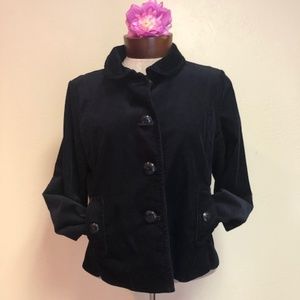 J CREW Black Cotton Courduroy Collared Jacket Sz 8